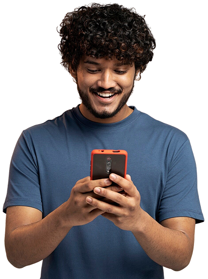 Customer checking tax filing progress on phone